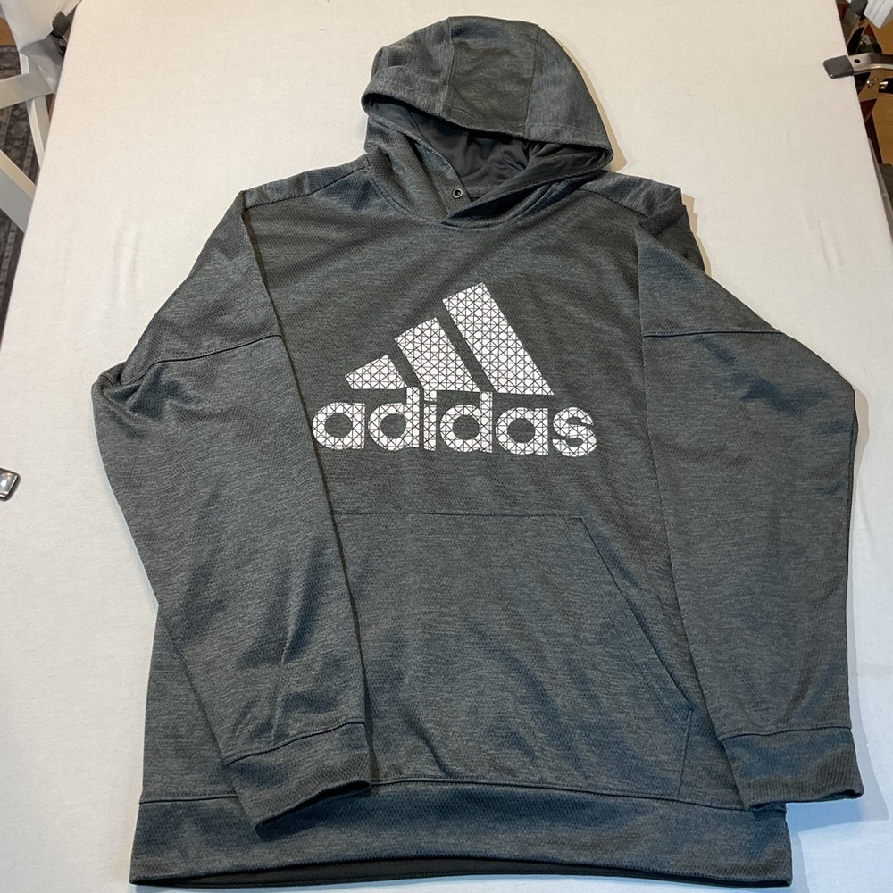 Adidas Climawarm Black/Gray Heathered Light Weight Hoodie XL (No Hood String)